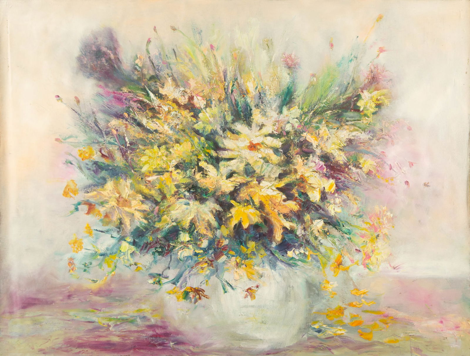Mingjun Wang Floral Original Oil On Canvas "Flower Arrangement" (1 of 9)