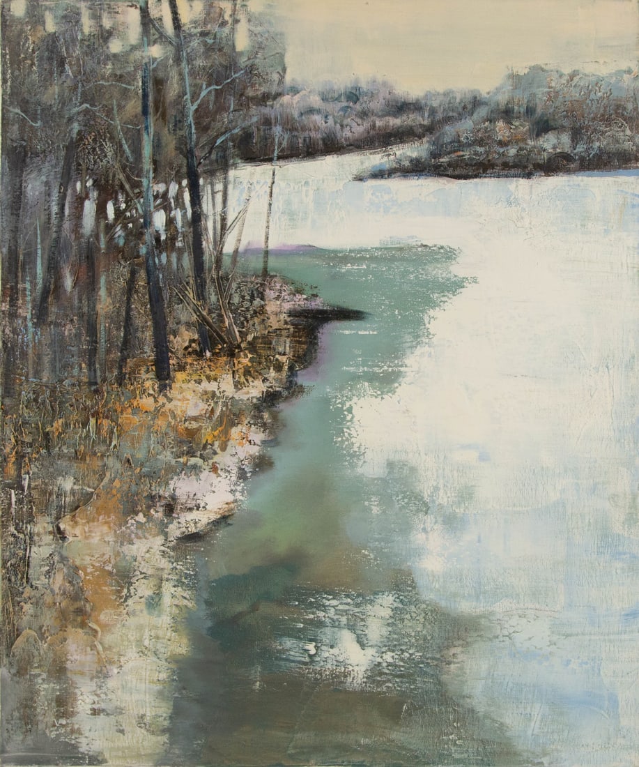 Baihai Zhang Landscape Original Oil On Canvas "Riverbank" (1 of 10)
