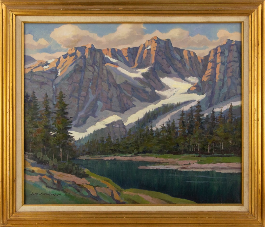 Jack Wilkinson Smith ( American, 1873 - 1947 ) Landscape Oil On Canvas: Medium: Oil On Canvas Style: Landscape Painting Size: 20 x 24 inches Frame Size: 24.75 x 28.5 inches Condition: This artwork is in great condition for its age. Signature: Hand-signed Artist: Jack Wilk