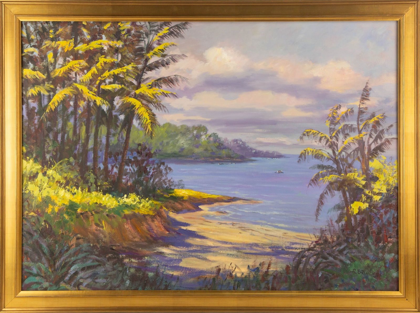 Albert Ernest Backus Landscape Oil On Canvas: Medium: Oil On Canvas Style: Landscape Painting Size: 26 x 36 inches Frame Size: 29.5 x 39.5 inches Condition: This artwork is in great condition for its age. Signature: Hand-signed Artist: Albert Ern