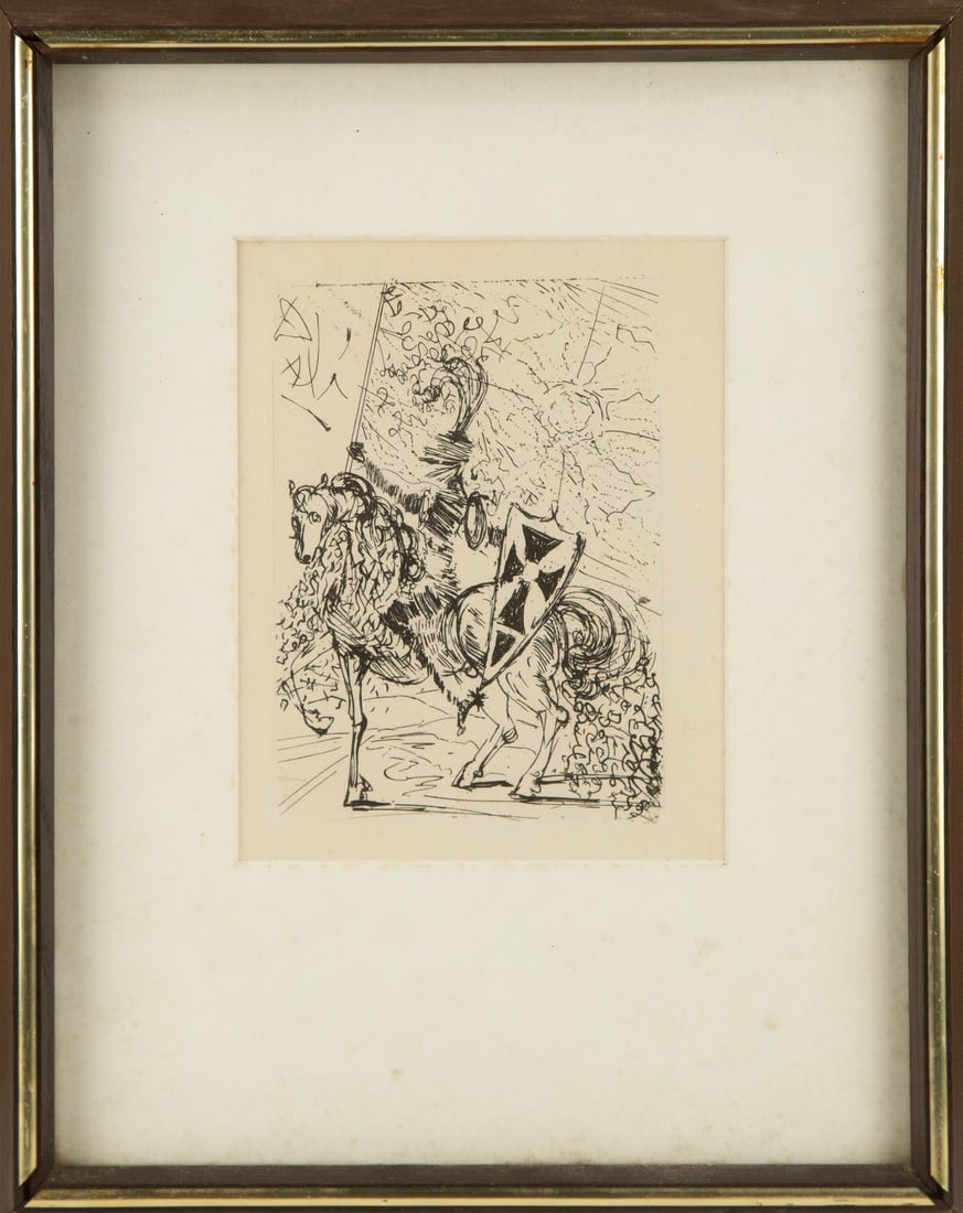 Salvador Dali ( Spanish, 1904-1989 ) Landscape Etching: Medium: Etching Style: Landscape Painting Size: 7.5 x 6 inches Frame Size: 15 x 12 inches Condition: This artwork is in good overall condition for its age. Signature: No Signature Artist: Salvador Dal