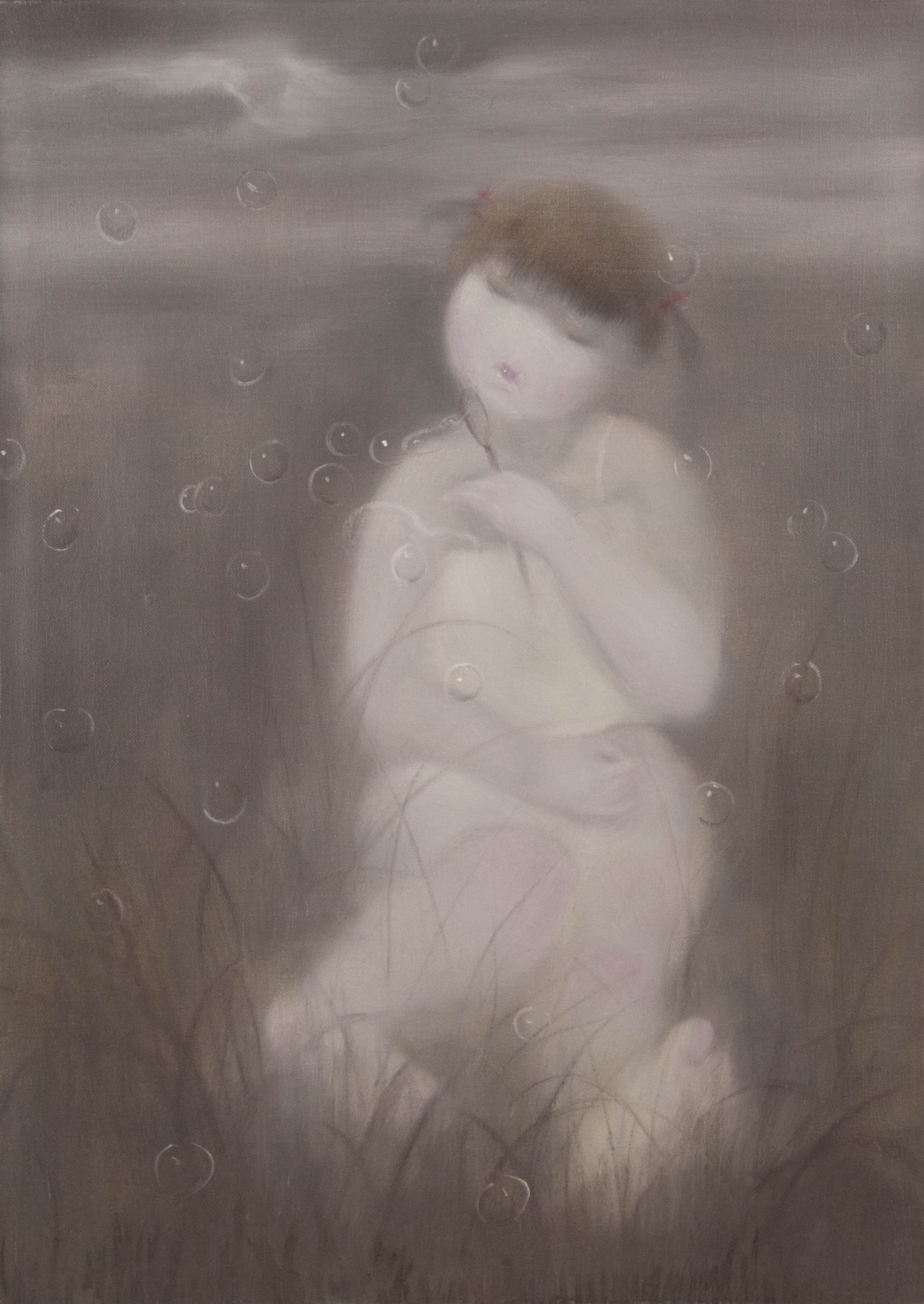 Qingsheng Meng Portrait Original Oil On Canvas "Fairyland III": Title: Fairyland III Medium: Oil on canvas Size: 27.5 x 19.5 inches Frame: Framing options available! Condition: The painting appears to be in excellent condition. Note: This painting is unstretched,