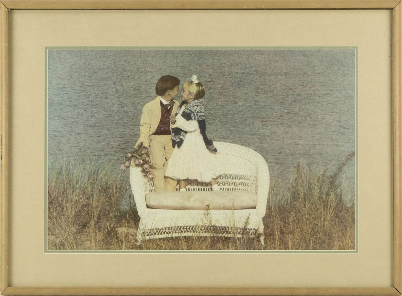 Betsy Cameron Portrait Print "Just Frieds": Title: Just Frieds Medium: Print Painting Size: 13" x 19.5" Frame Size: 18.75" x 25.5" Condition: This artwork is in good overall condition for its age. Signature: Unsigned Artist: Betsy Cameron Bidde