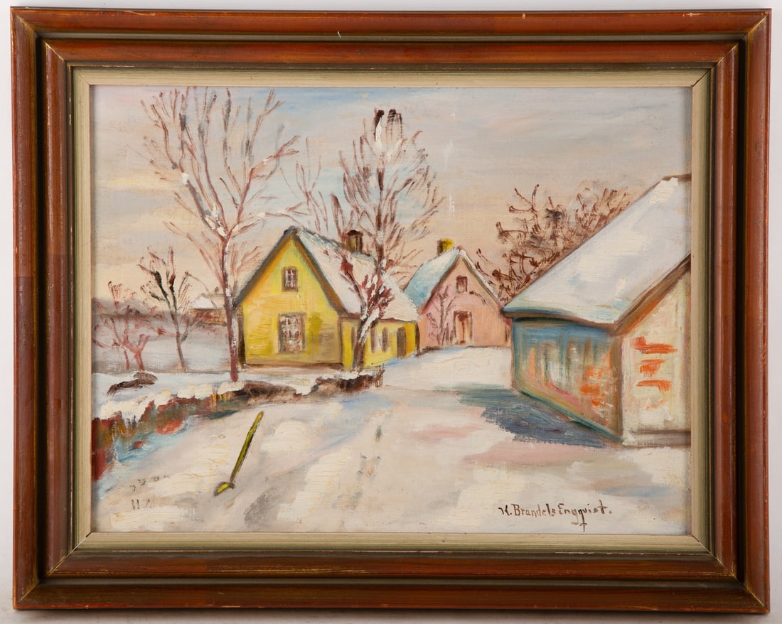 Landscape Oil On Board "Day After Snow": Title: Day After Snow Medium: Oil On Board Painting Size: 12" x 16" Frame Size: 15" x 19" Condition: This artwork is in great condition. Signature: Signed Artist: Signature Unclear JZ22060197 Bidders