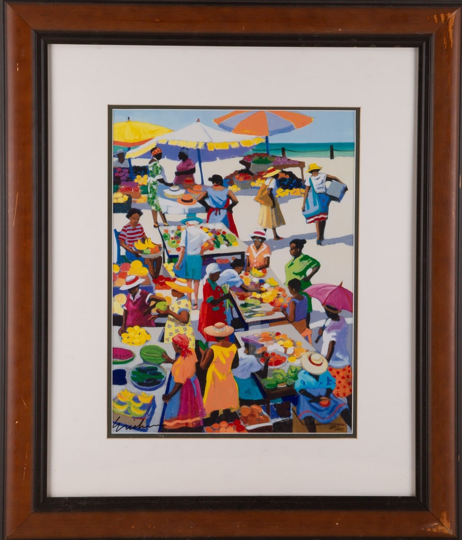 Contemporary Art Print "Fair By The Beach": Title: Fair By The Beach Medium: Print Painting Size: 15" x 11" Frame Size: 25" x 21.25" Condition: This artwork is in great condition. Signature: Signed Artist: Shari Erickson JZ22120243 Bidders need
