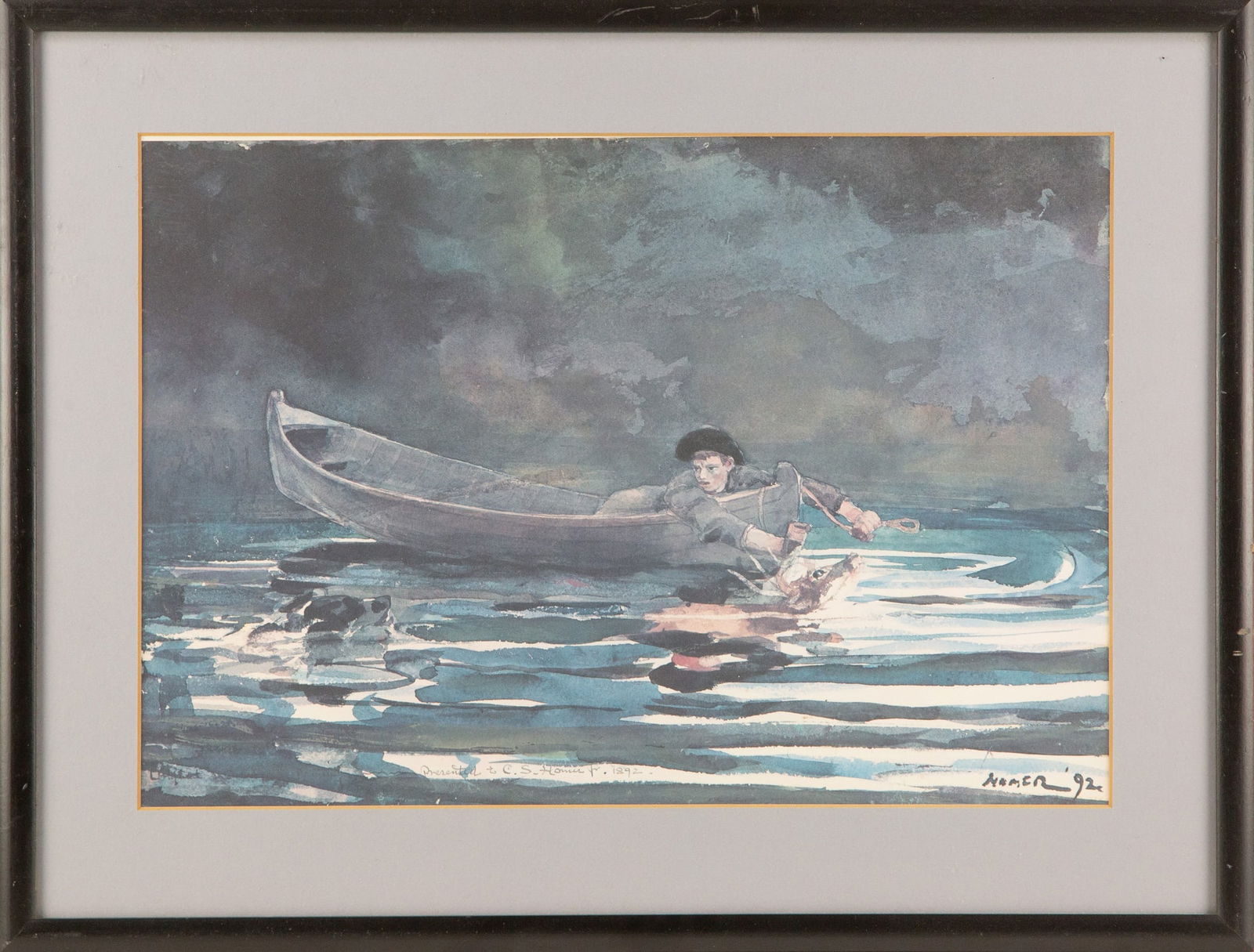 Waterscape Print "Reflection Light On Lake": Title: Reflection Light On Lake Medium: Print Painting Size: 13.5" x 19.5" Frame Size: 19" x 25" Condition: This artwork is in good overall condition for its age. Signature: Signed Artist: Signature U