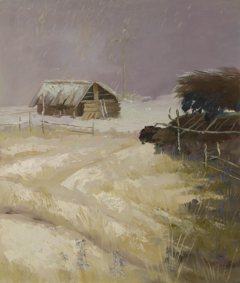 Binhua Cao Landscape Original Oil On Canvas "Horse in Winter": Title: Horse in Winter Medium: Oil on canvas Size: 24.5 x 20.75 inches Frame: Framing options available! Condition: The painting appears to be in excellent condition. Note: This painting is unstretche