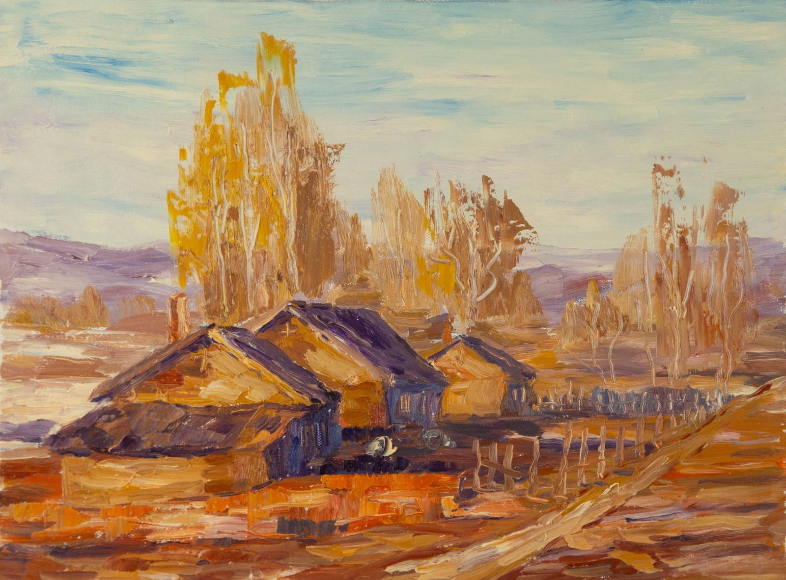 Feng Li Landscape Original Oil On Canvas "Sunset Memories": Title: Sunset Memories Medium: Oil on canvas Size: 11.75 x 15.75 inches Frame: Framing options available! Condition: The painting appears to be in excellent condition. Note: This painting is unstretch