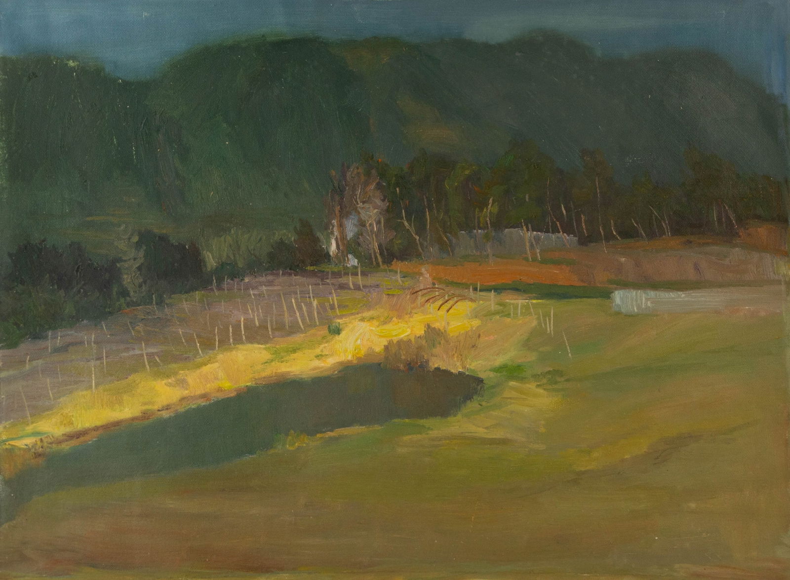 Shilian Liu Landscape Original Oil On Canvas "Countryside Lake": Title: Countryside Lake Medium: Oil on canvas Size: 22.5 x 31.5 inches Frame: Framing options available! Condition: The painting appears to be in excellent condition. Note: This painting is unstretche