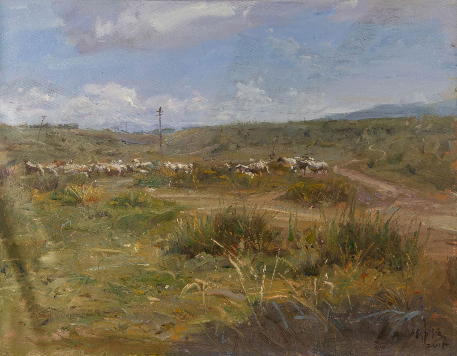 Qiang Zhong Landscape Original Oil On Canvas "The Travel": Title: The Travel Medium: Oil on canvas Size: 21.25 x 27.5 inches Frame: Framing options available! Condition: The painting appears to be in excellent condition. Note: This painting is unstretched, sh