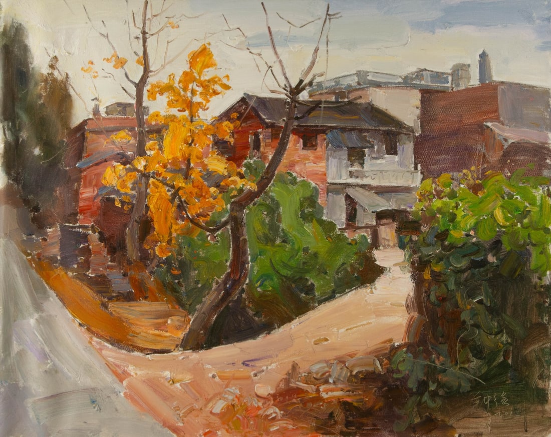 Qiang Zhong Landscape Original Oil On Canvas "Memory Lane": Title: Memory Lane Medium: Oil on canvas Size: 23.75 x 30 inches Frame: Framing options available! Condition: The painting appears to be in excellent condition. Note: This painting is unstretched, shi