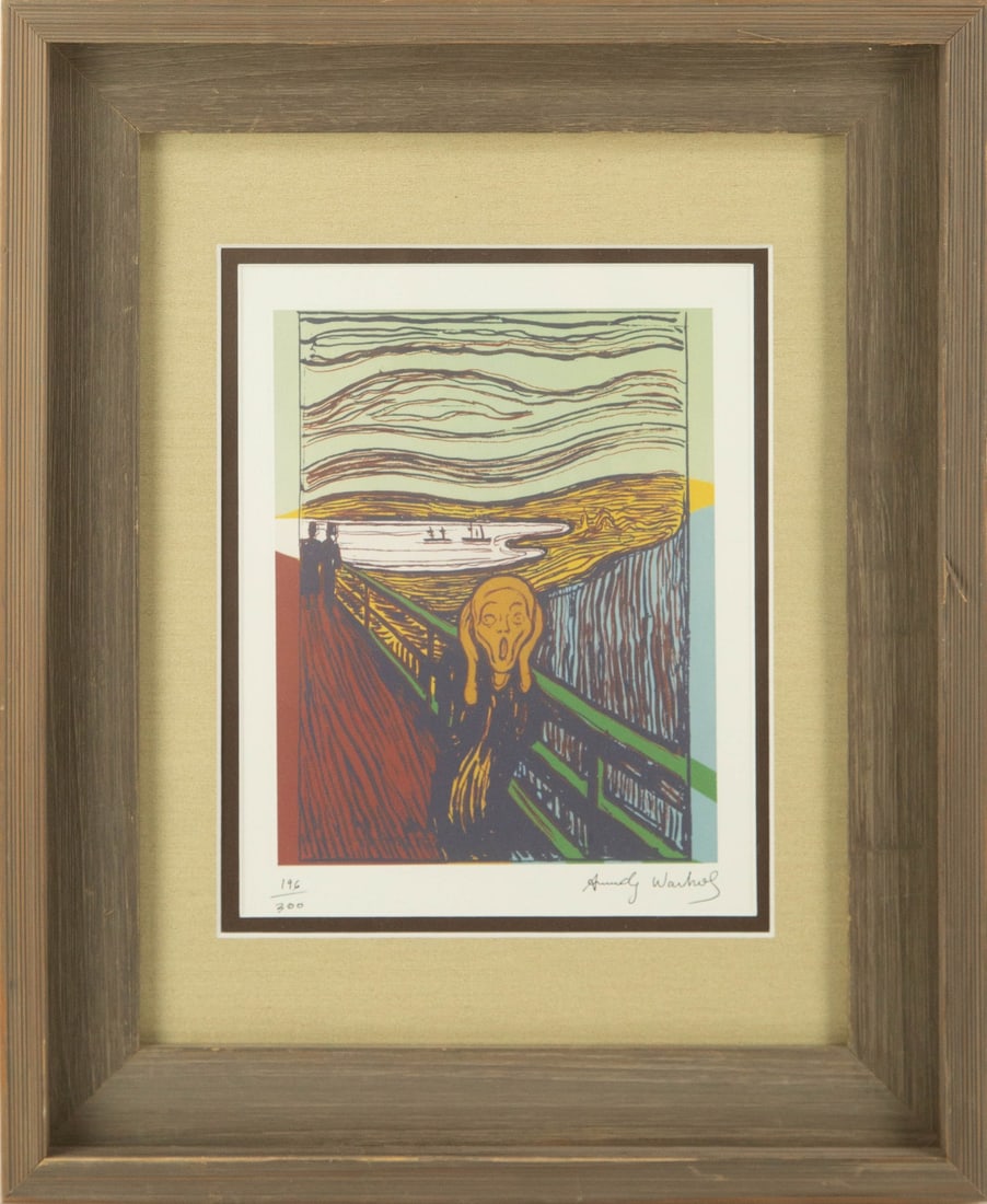 Andy Warhol ( American, 1928 - 1987 ) "The Scream" Limited Edition 196/300 Lithograph Landscape: Title: The Scream Medium: Limited Edition 196/300 Lithograph Painting Size: 8 x 10 inches Frame Size: 17.25 x 14.25 inches Condition: This artwork is in good condition for its age. Signature: Signed A