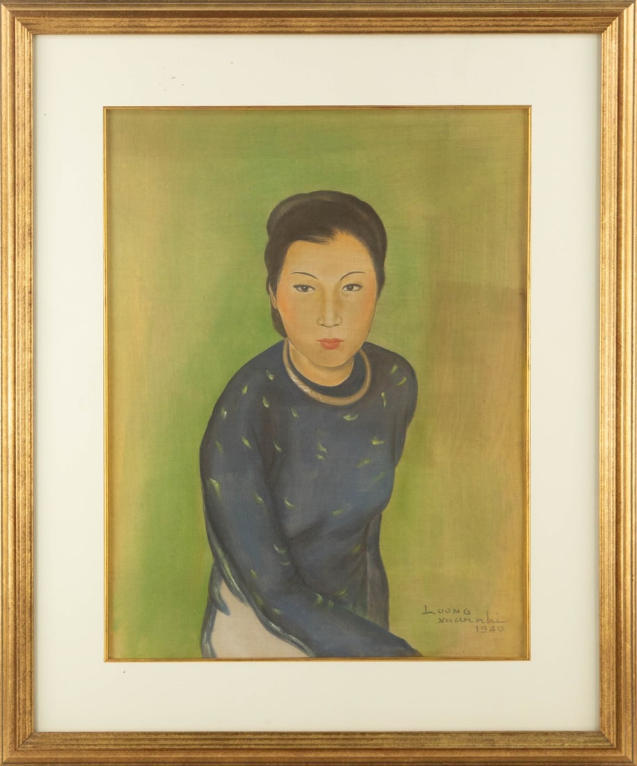 Luong Xuan Nhi ( Vietnamese, 1914 - 2006 ) "" Watercolor On Silk Portrait (1 of 12)