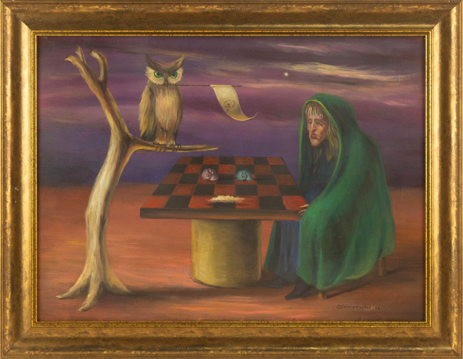 Attribute to Gertrude Abercrombie ( American, 1909 - 1977 ) "" Oil On Board Surrealist (1 of 11)