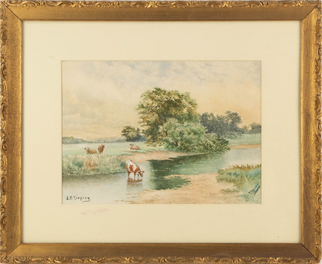 Jasper Francis Cropsey ( Americna, 1823-1900 ) Landscape Watercolor (1 of 10)