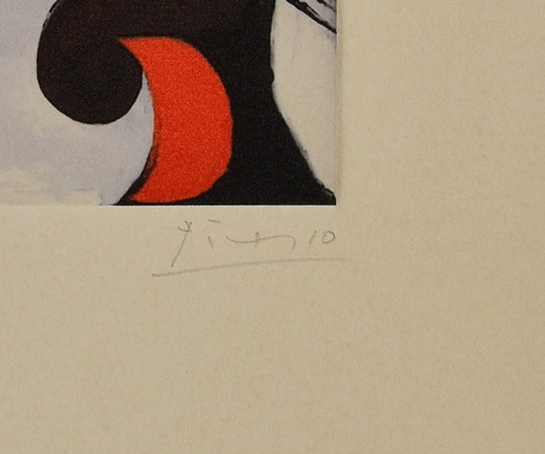 Pablo Picasso ( Spanish, 1881 -1973 ) Cubism Etching on Arches Paper: Medium: Etching on Arches Paper Style: Cubism Painting Size: 12 x 8 inches Frame Size: x inches Condition: This artwork is in great condition for its age. Please note the art work is signed and number