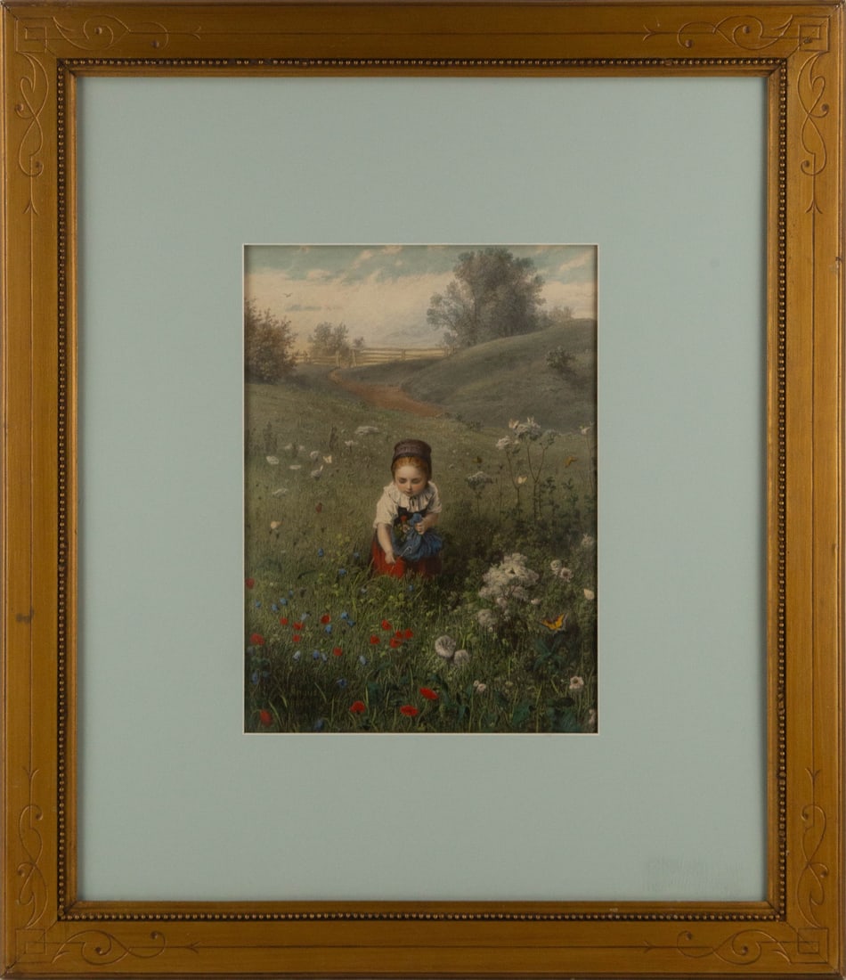 Ludwig Knaus Classicism Chromolithograph "Spring Flowers" (1 of 13)