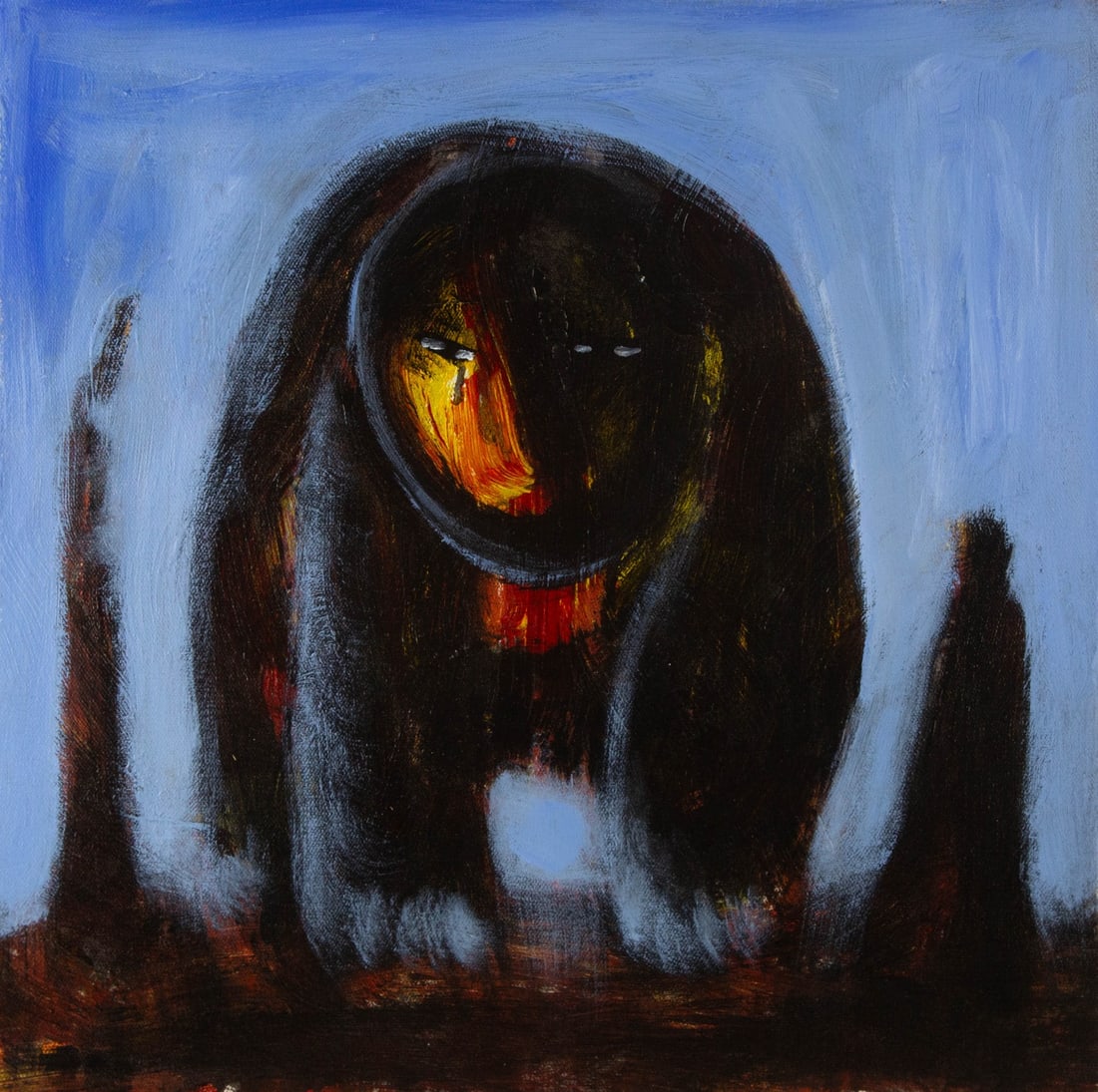 Caizhen Ming Animal Original Oil On Canvas "Black Bear" (1 of 10)