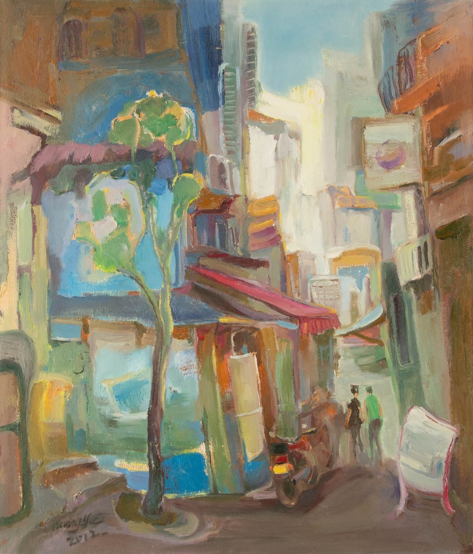 Ye Huang Landscape Original Oil On Canvas "Alley" (1 of 12)