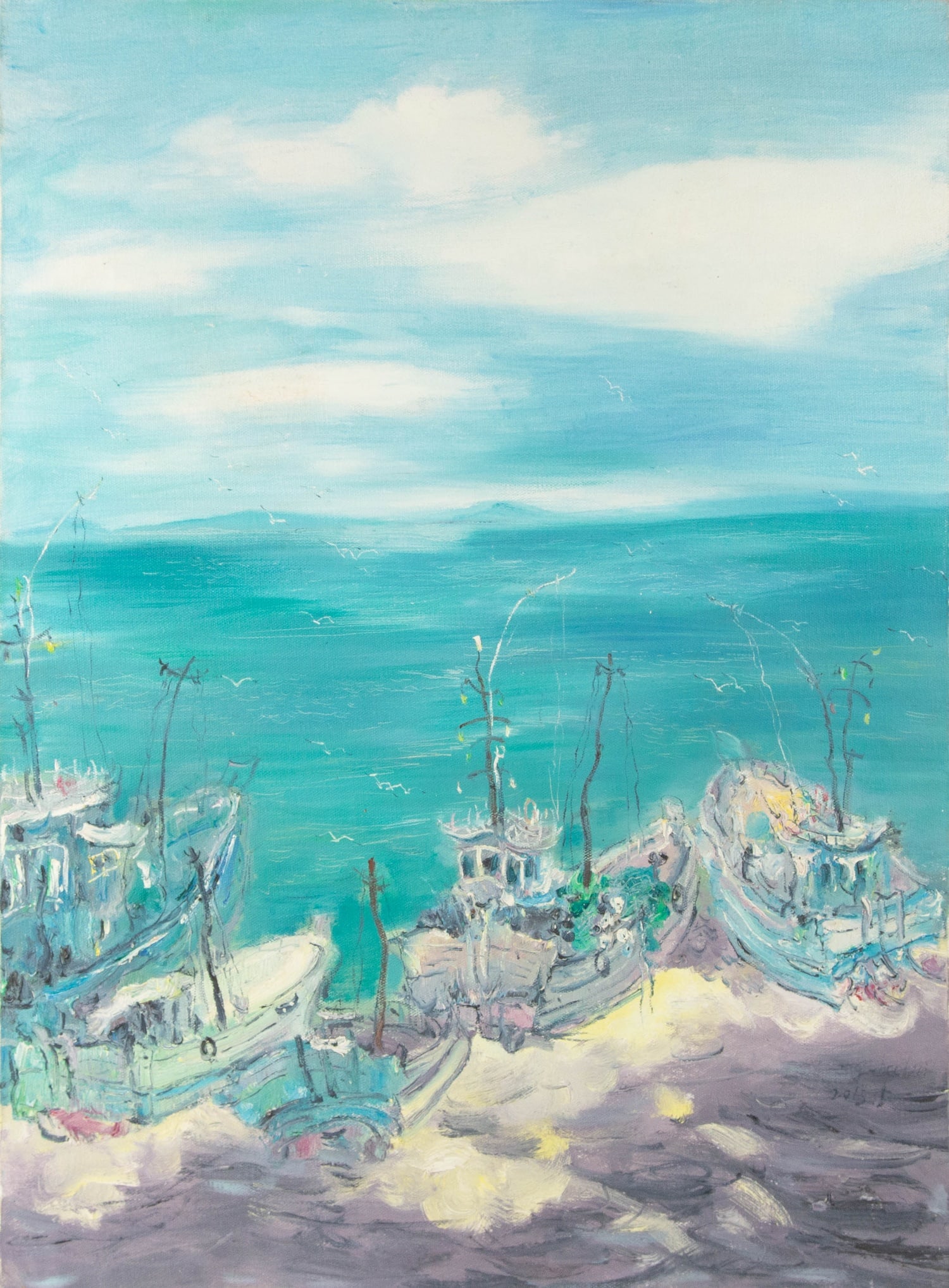 Zhaohui Zeng Waterscape Original Oil On Canvas "Fishing Boats " (1 of 12)