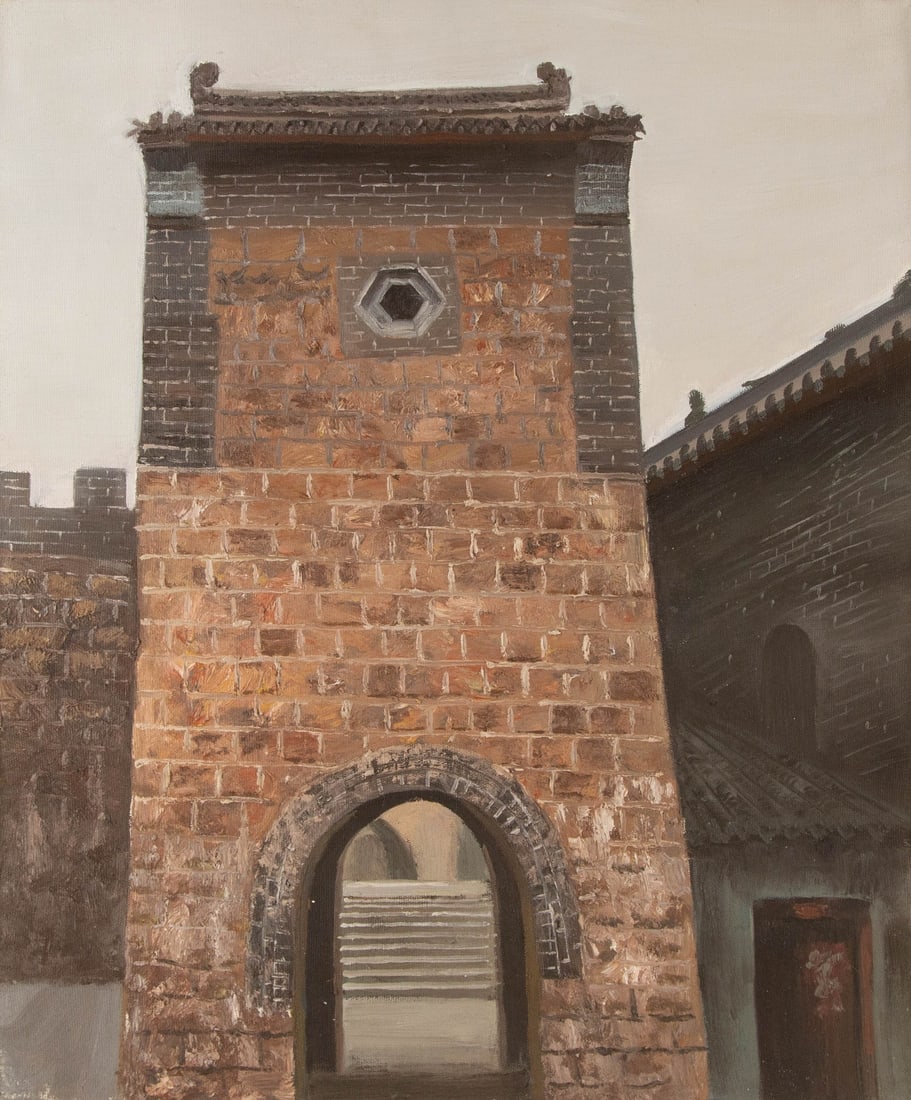 Junwei Zhang Landscape Original Oil On Canvas "Ancient Town" (1 of 11)