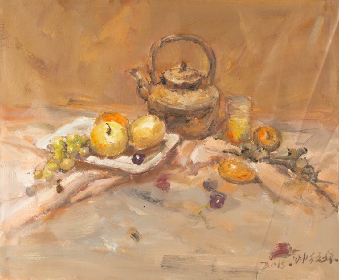 Jinghua Shuai Still Life Original Oil On Canvas "Kettle" (1 of 10)