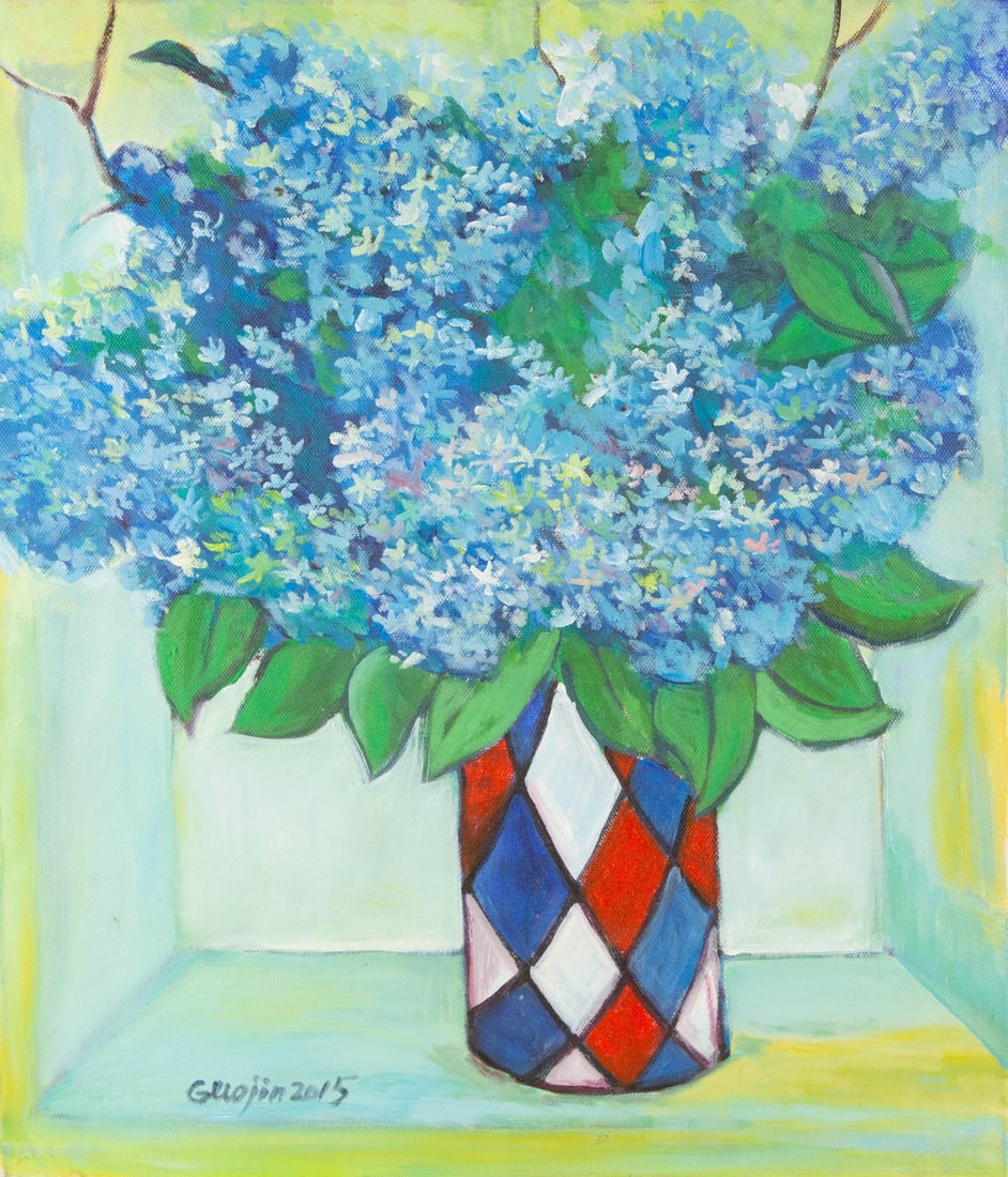 Jin Guo Floral Original Oil On Canvas "Hydrangeas" (1 of 10)