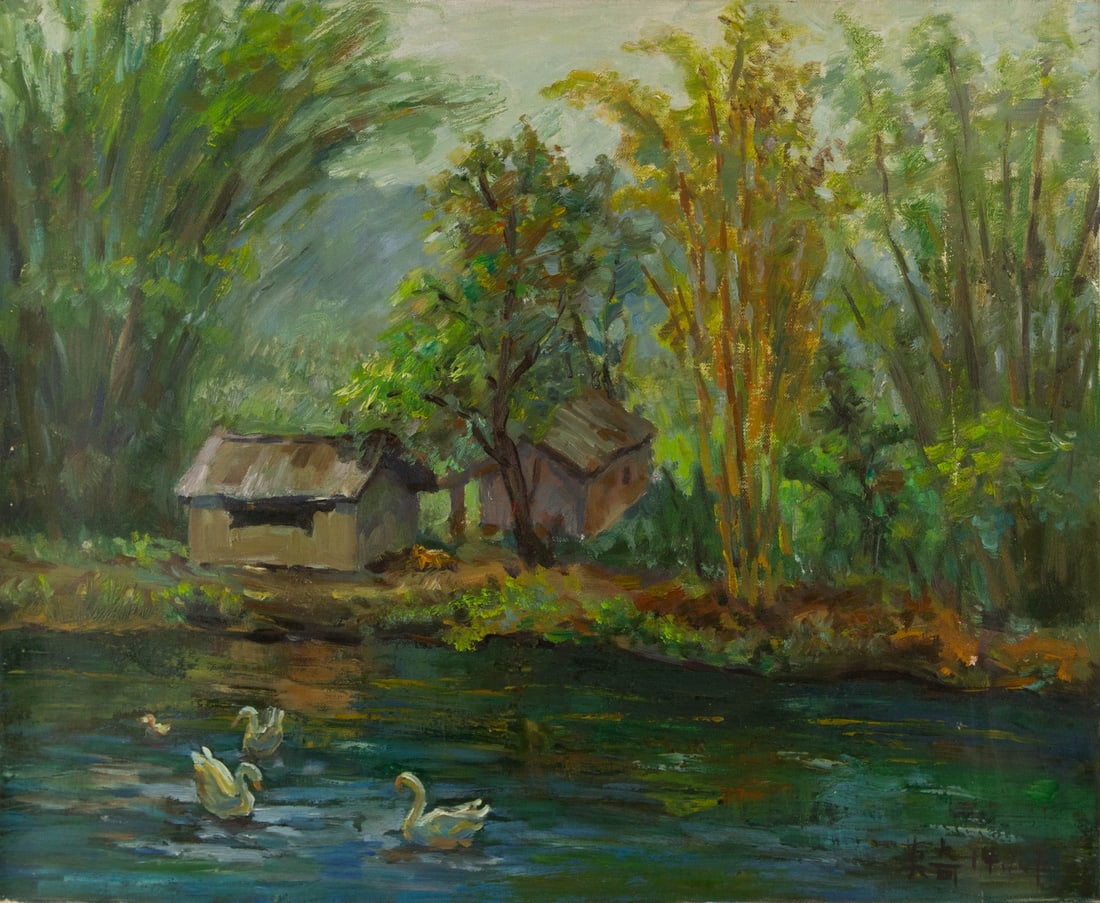 Qi Mo Landscape Original Oil On Canvas "Shanglin Diaries" (1 of 13)