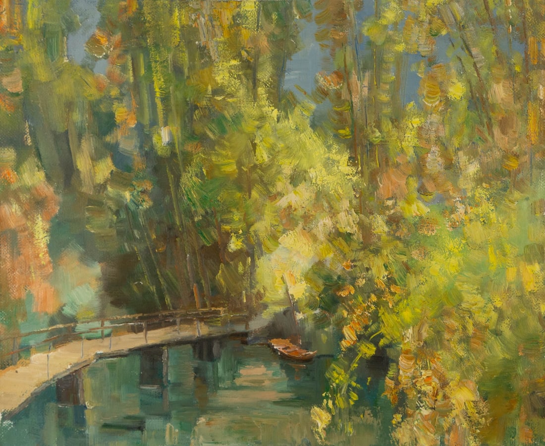 Mingyan Li Landscape Original Oil On Canvas "Into The Wonderland" (1 of 10)
