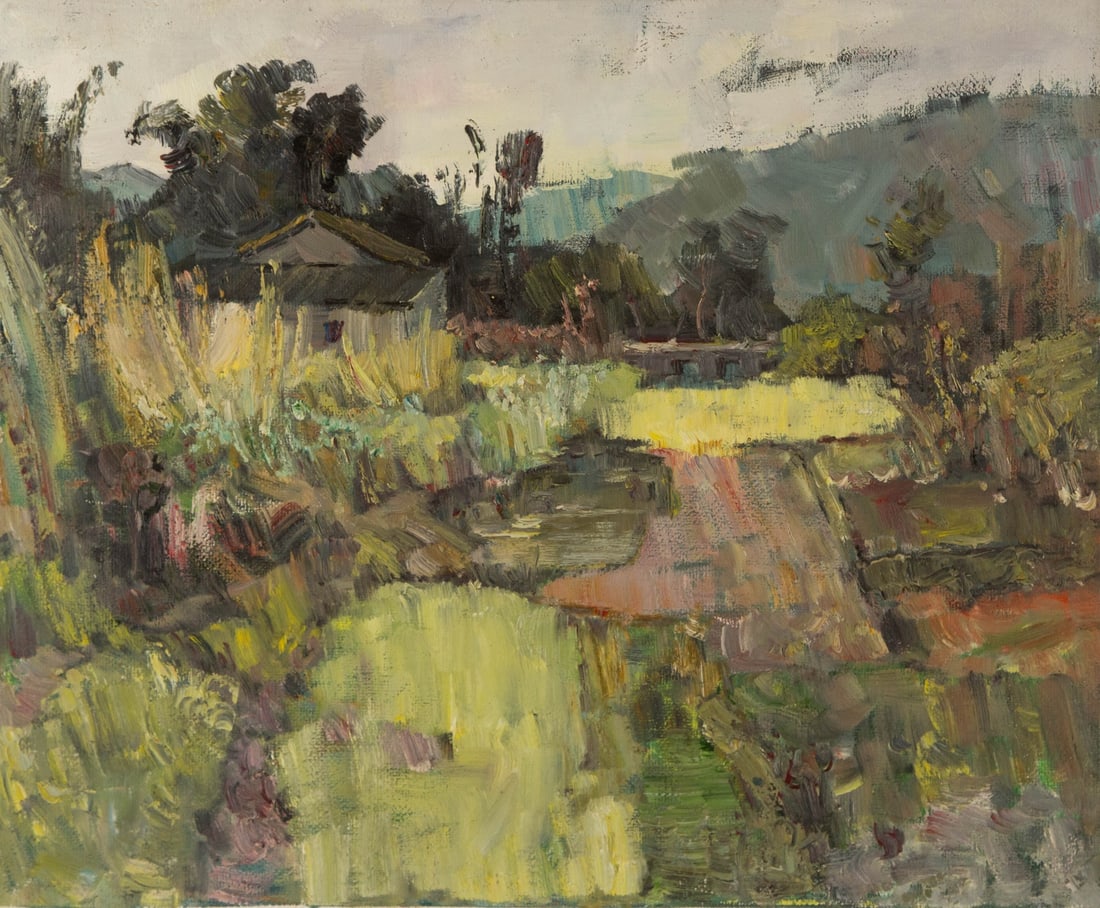 Mingyan Li Landscape Original Oil On Canvas "Little Bridge" (1 of 11)