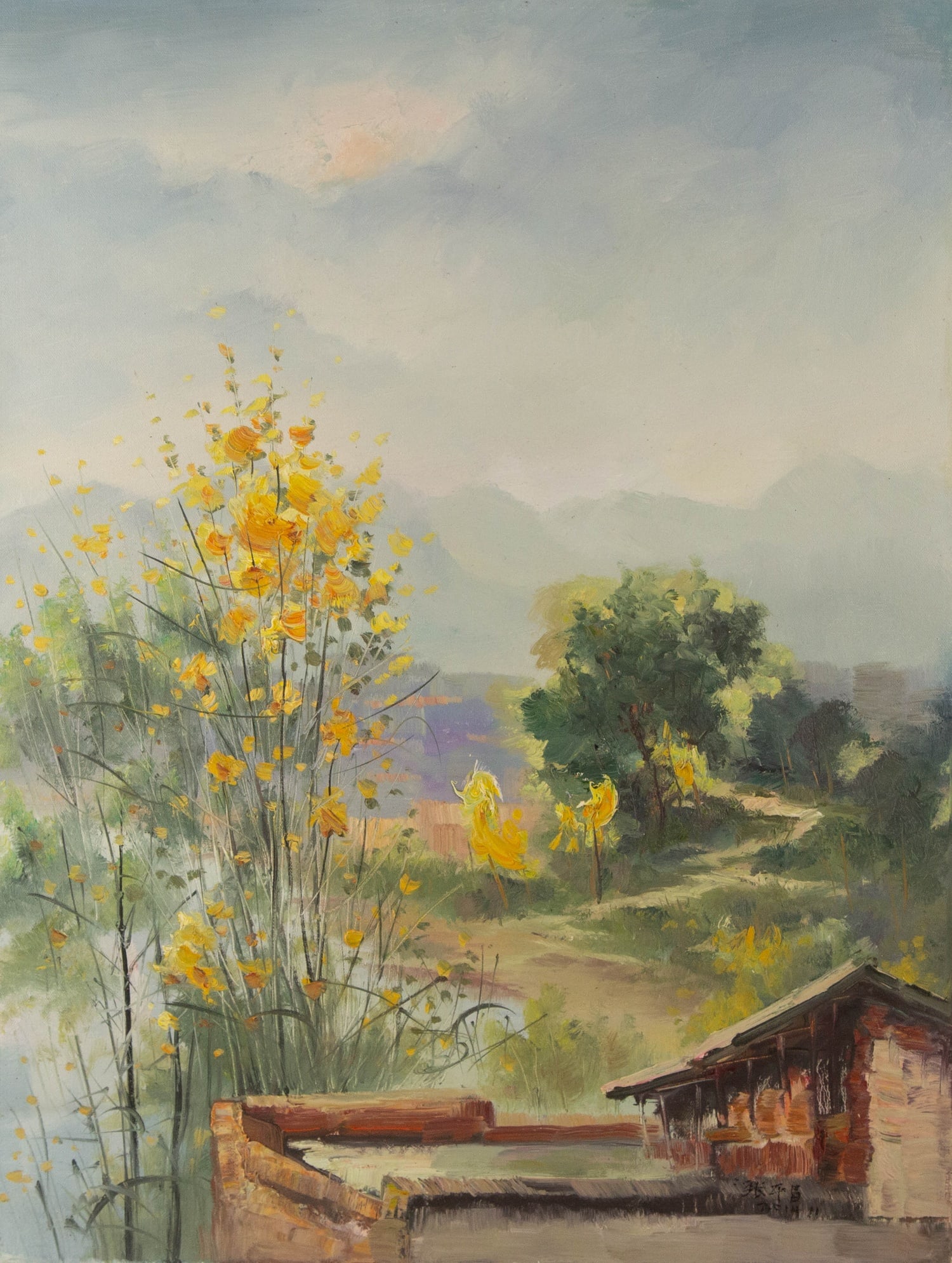 Pingchang Zhang Landscape Original Oil On Canvas "High Up" (1 of 12)