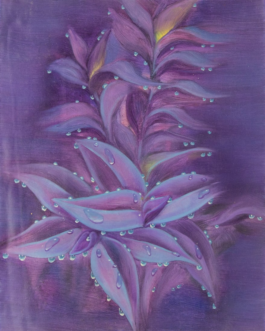 Yahong Teng Floral Original Oil On Canvas "Tiger Piran Flower " (1 of 12)