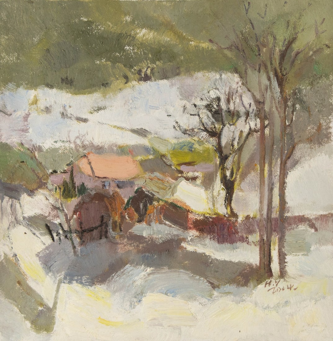 Ye Huang Landscape Original Oil On Canvas "Warm Winter Day IV" (1 of 10)