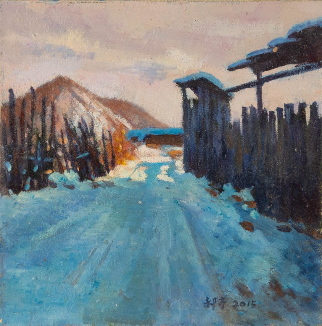 Ting Hao Landscape Original Oil On Canvas "What's Left of Snow" (1 of 10)