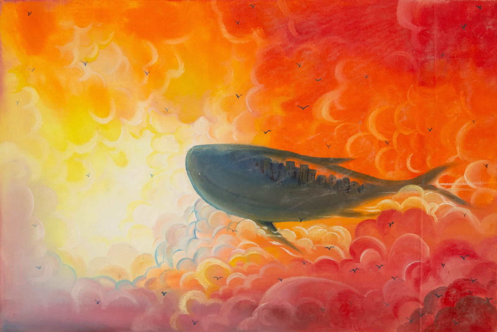 Chao Wang Animal Original Acrylic On Canvas "Boat of Dreams": Title: Boat of Dreams Medium: Oil on canvas Size: 8 x 11.75 inches Frame: Framing options available! Condition: The painting appears to be in excellent condition. Note: This painting is unstretched, s