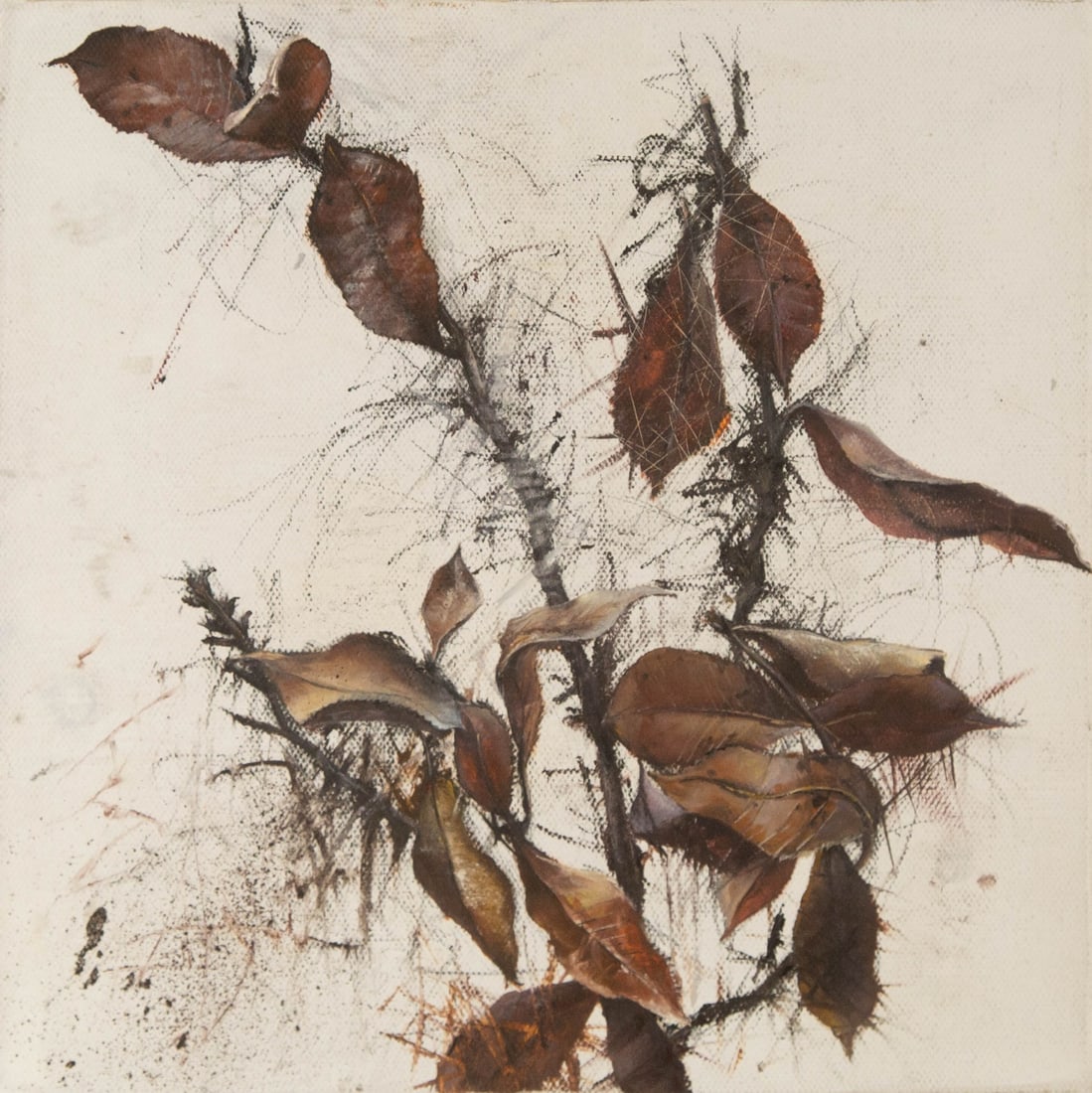 Yifang Liu Still Life Original Oil On Canvas "Dried Leaves" (1 of 10)