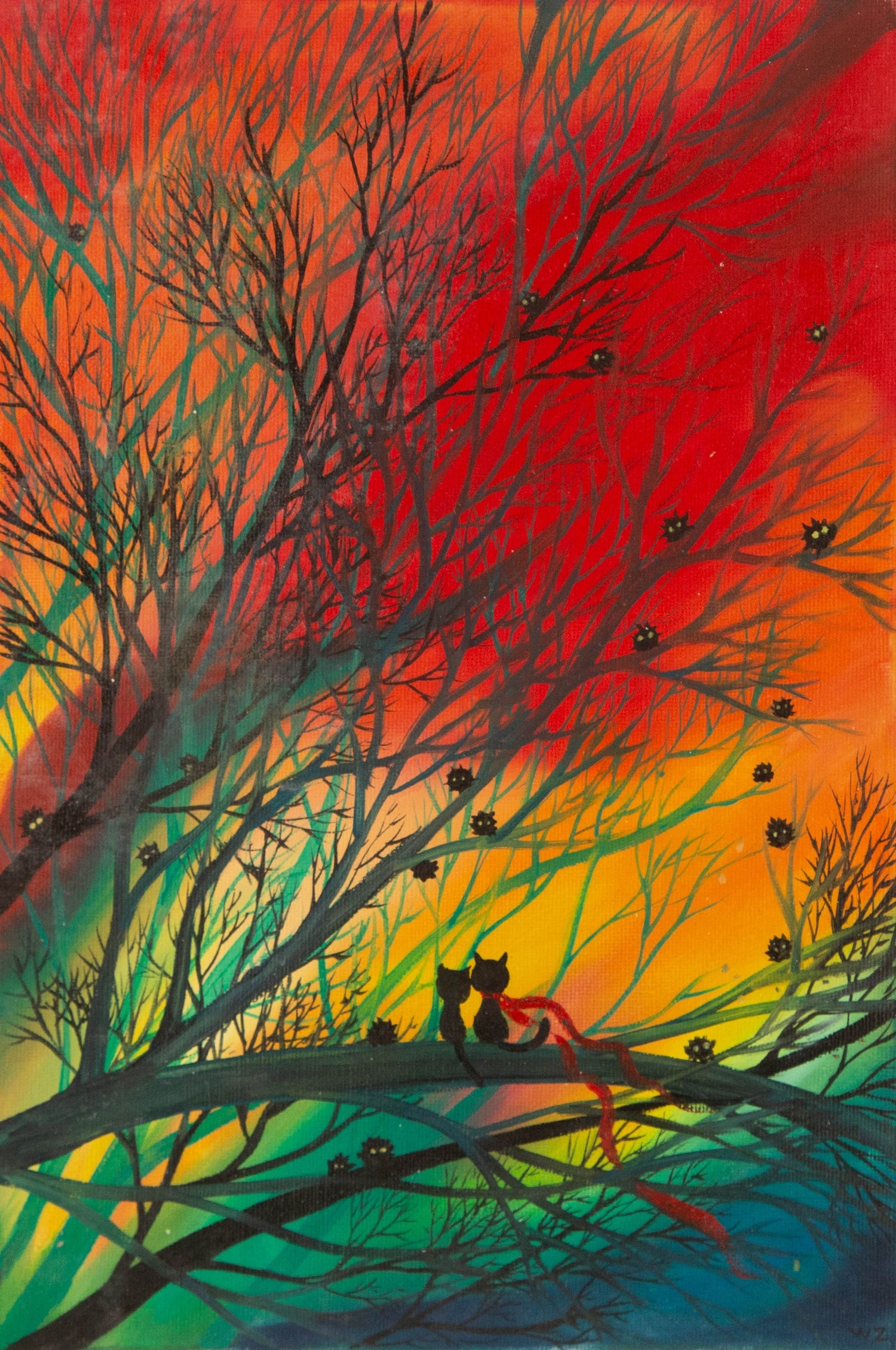 Zhao Wang Landscape Original Acrylic On Canvas "Together" (1 of 12)