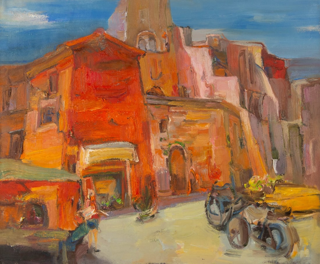 Ye Huang Landscape Original Oil On Canvas "Street" (1 of 9)