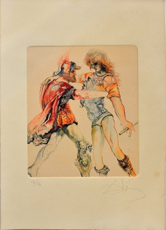 Salvador Dal? ( Spanish, 1904-1989 ) Large Portrait Etching on 300g paper: Medium: Etching on 300g paper Style: Portrait Painting Size: 12 x 8 inches Frame Size: N/A x N/A inches Condition: This artwork is in great condition for its age. Signature: Signed Artist: Salvador Da