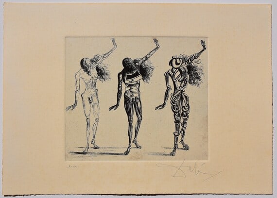 Salvador Dal? ( Spanish, 1904-1989 ) Large Portrait Etching on 300g Arches Fine Paper: Medium: Etching on 300g Arches Fine Paper Style: Portrait Painting Size: 8 x 12 inches Frame Size: N/A x N/A inches Condition: This artwork is in great condition for its age. Signature: Signed Artist: