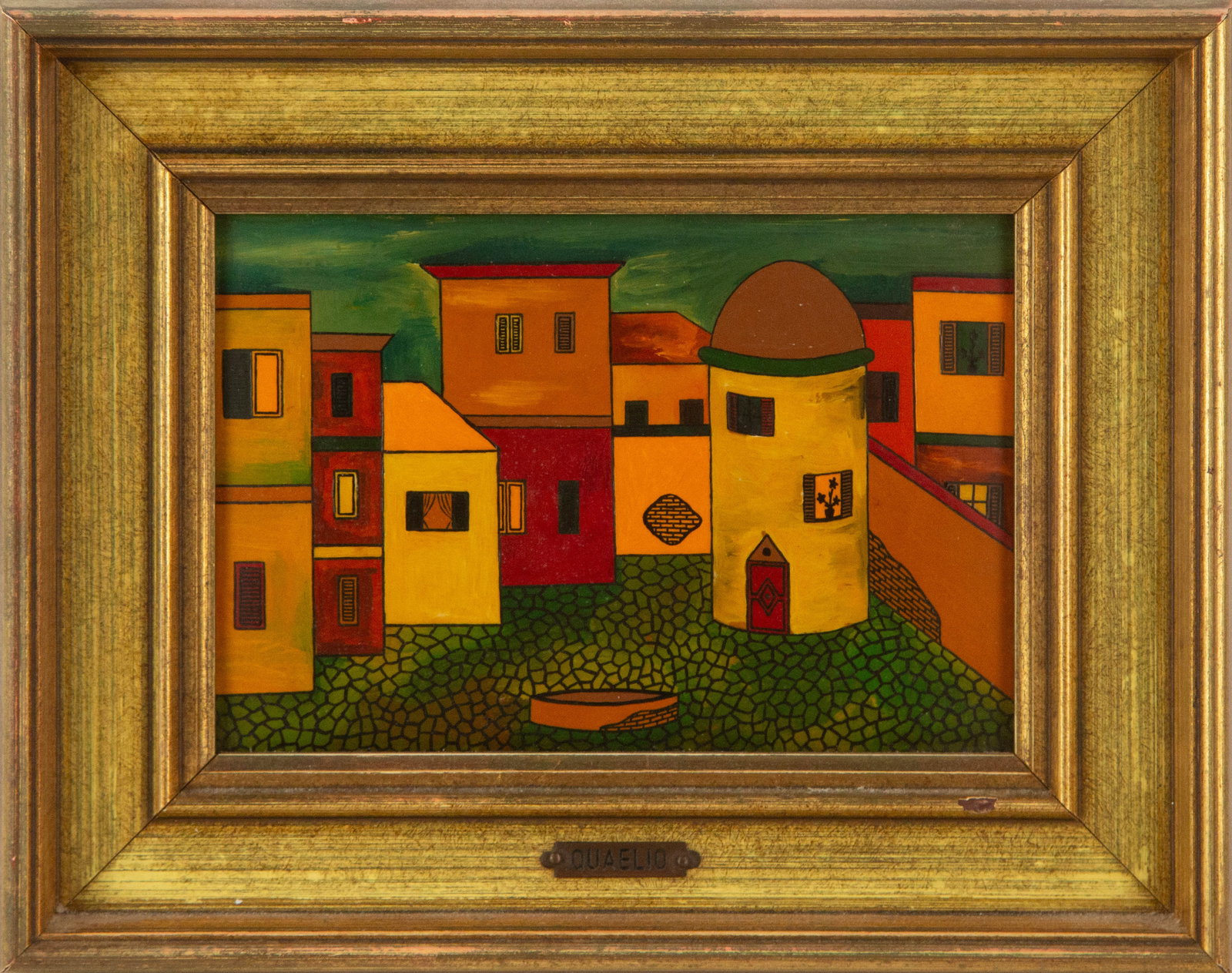Quaelio Landscape Oil On Board: Medium: Oil On Board Style: Landscape Painting Size: 5 x 7 inches Frame Size: 8.5 x 11 inches Condition: This artwork is in good overall condition for its age. Signature: No Signature Artist: Quaelio