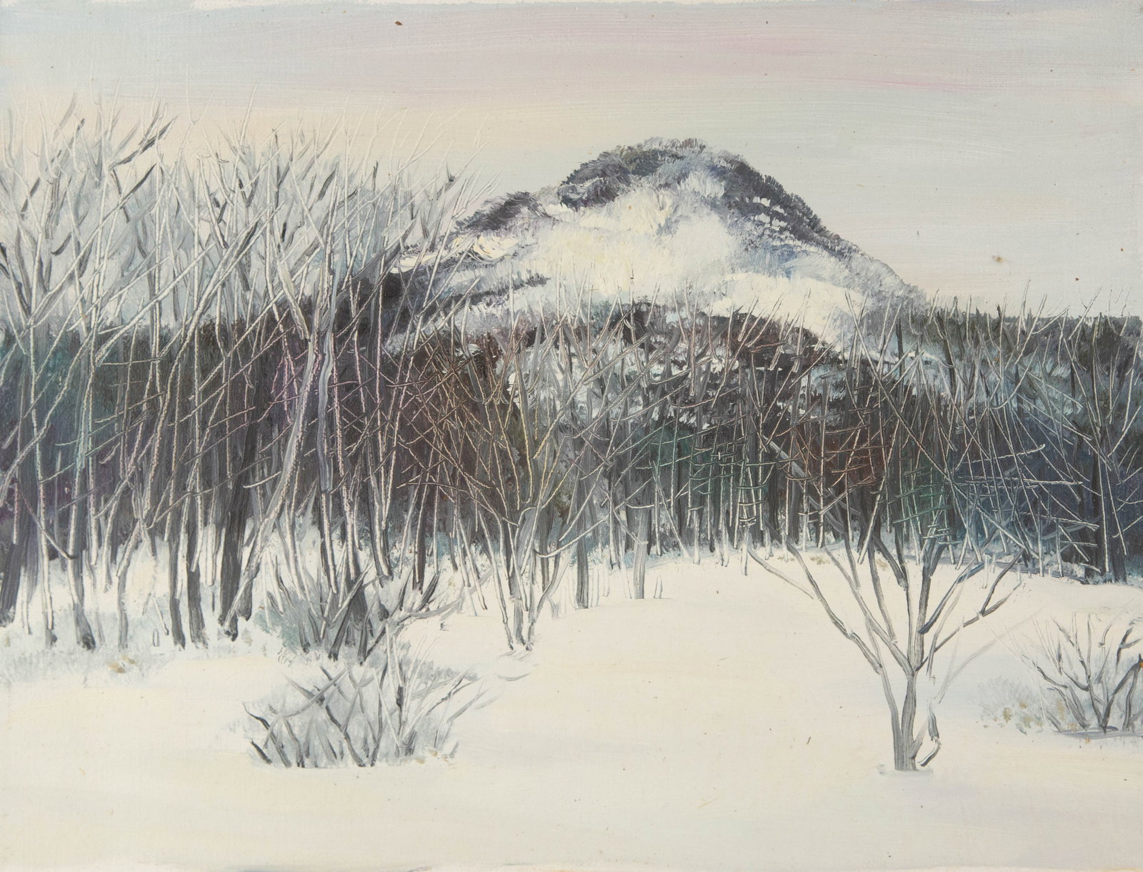 Tao Yu Landscape Original Oil On Canvas "First Snow on Guiji III": Title: First Snow on Guiji III Medium: Oil on canvas Size: 11.5 x 15.5 inches Frame: Framing options available! Condition: The painting appears to be in excellent condition. Note: This painting is uns