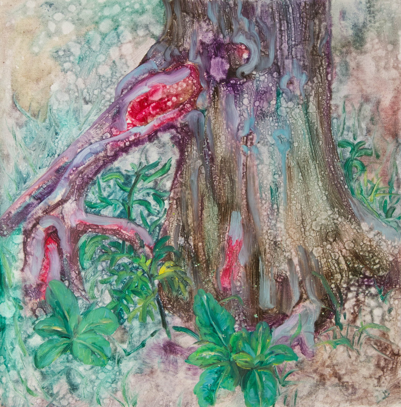 Yahong Teng Abstract Original Oil On Canvas "Ducks and Geese": Title: Ducks and Geese Medium: Oil on canvas Size: 19.25 x 19.25 inches Frame: Framing options available! Condition: The painting appears to be in excellent condition. Note: This painting is unstretch