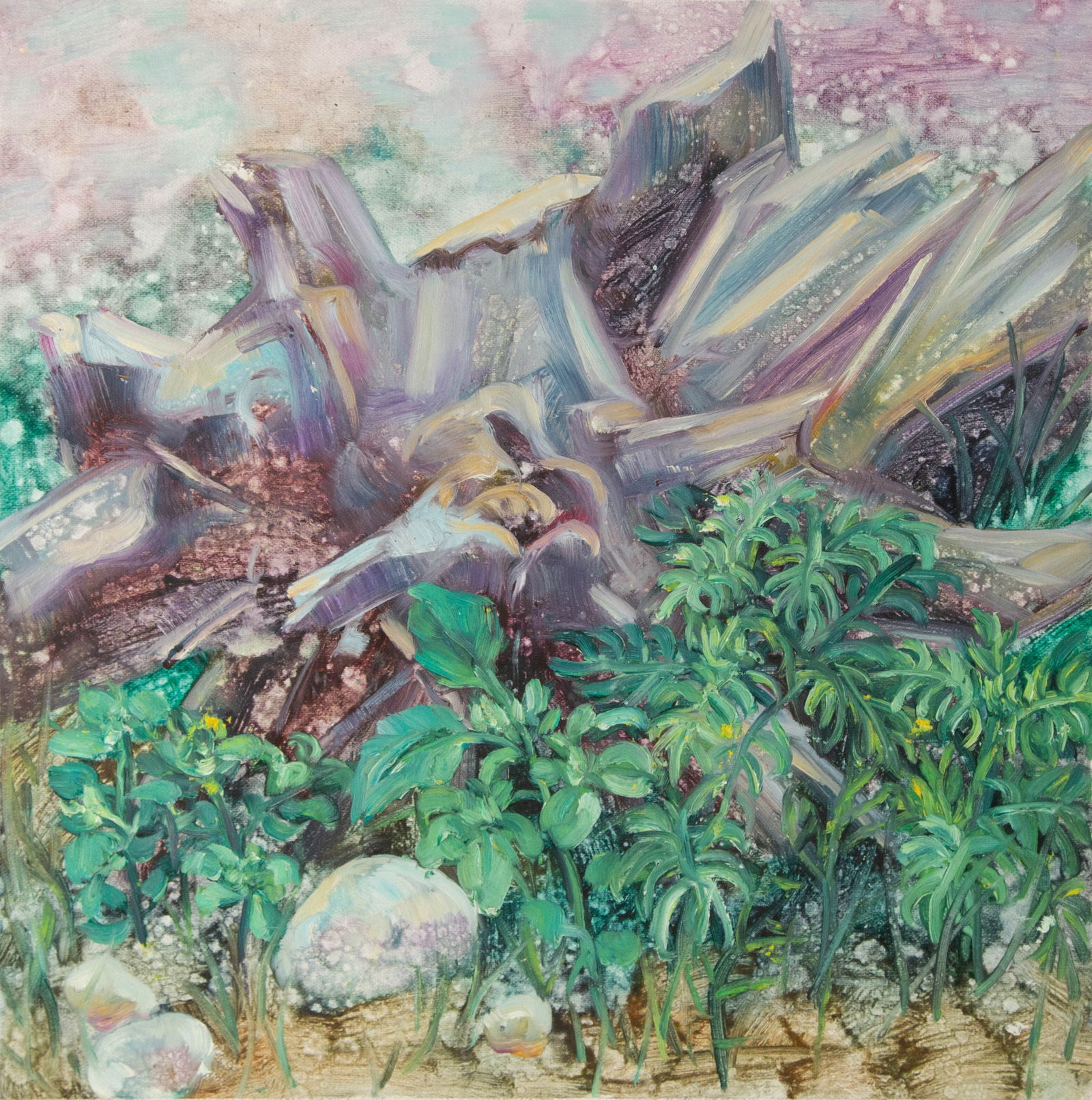 Yahong Teng Abstract Original Oil On Canvas "Ducks and Geese III": Title: Ducks and Geese III Medium: Oil on canvas Size: 19.25 x 19.25 inches Frame: Framing options available! Condition: The painting appears to be in excellent condition. Note: This painting is unstr