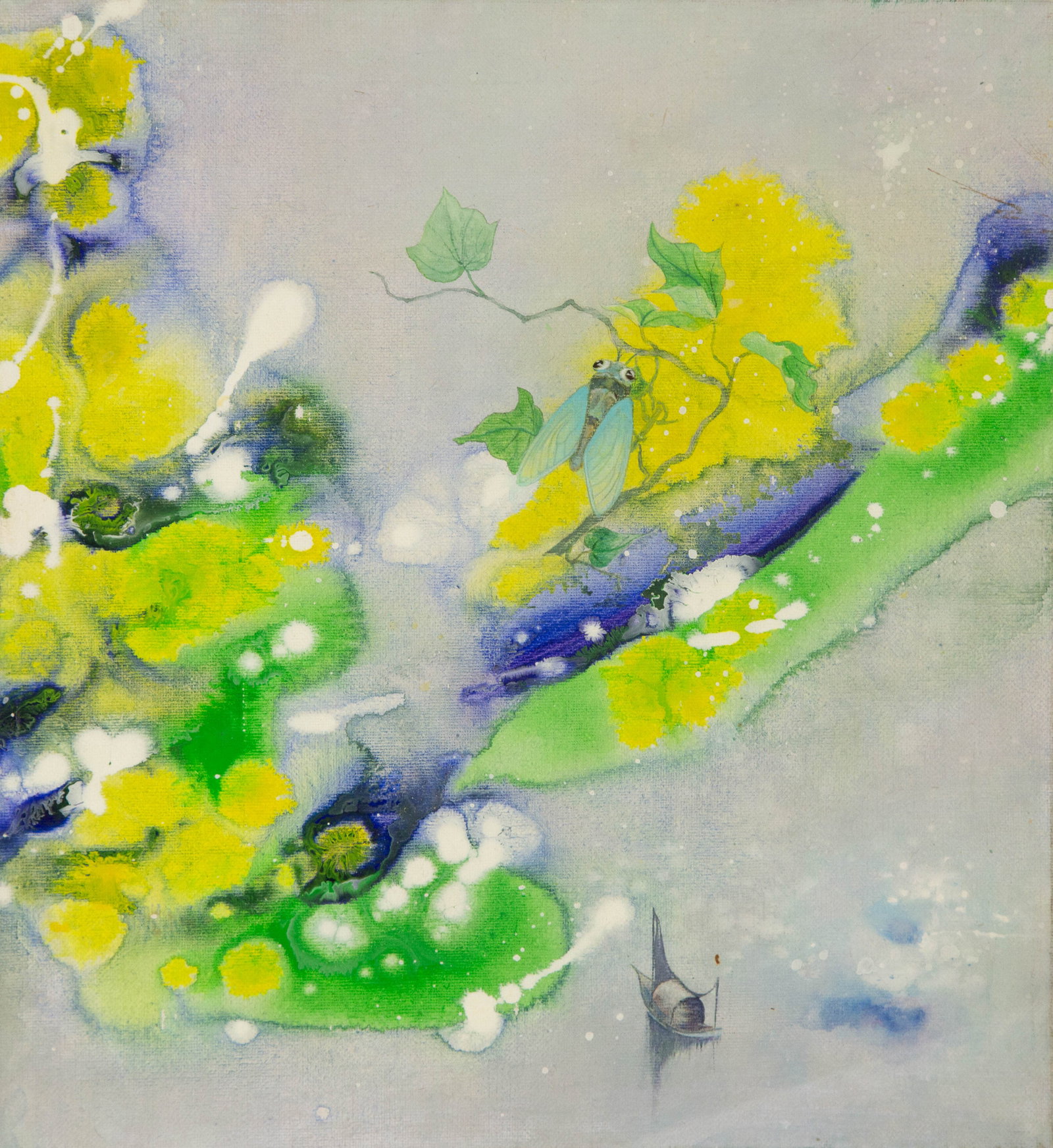 Dong Liu Abstract Original Mixed Media "Spring Bud": Title: Spring Bud Medium: Oil on canvas Size: 14 x 13 inches Frame: Framing options available! Condition: The painting appears to be in excellent condition. Note: This painting is unstretched, shipped