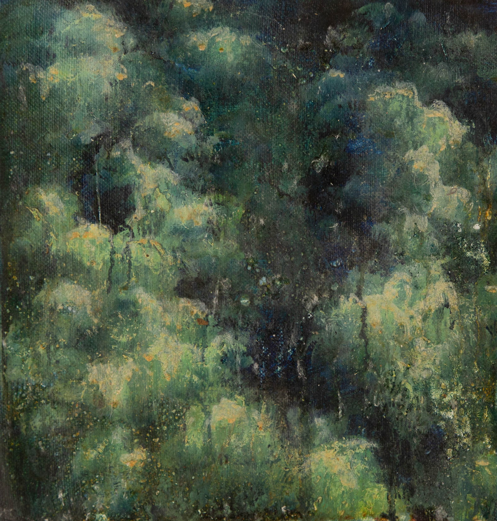 Yanru Han Abstract Original Oil On Canvas "Moonlight": Title: Moonlight Medium: Oil on canvas Size: 11.75 x 11.25 inches Frame: Framing options available! Condition: The painting appears to be in excellent condition. Note: This painting is unstretched, sh