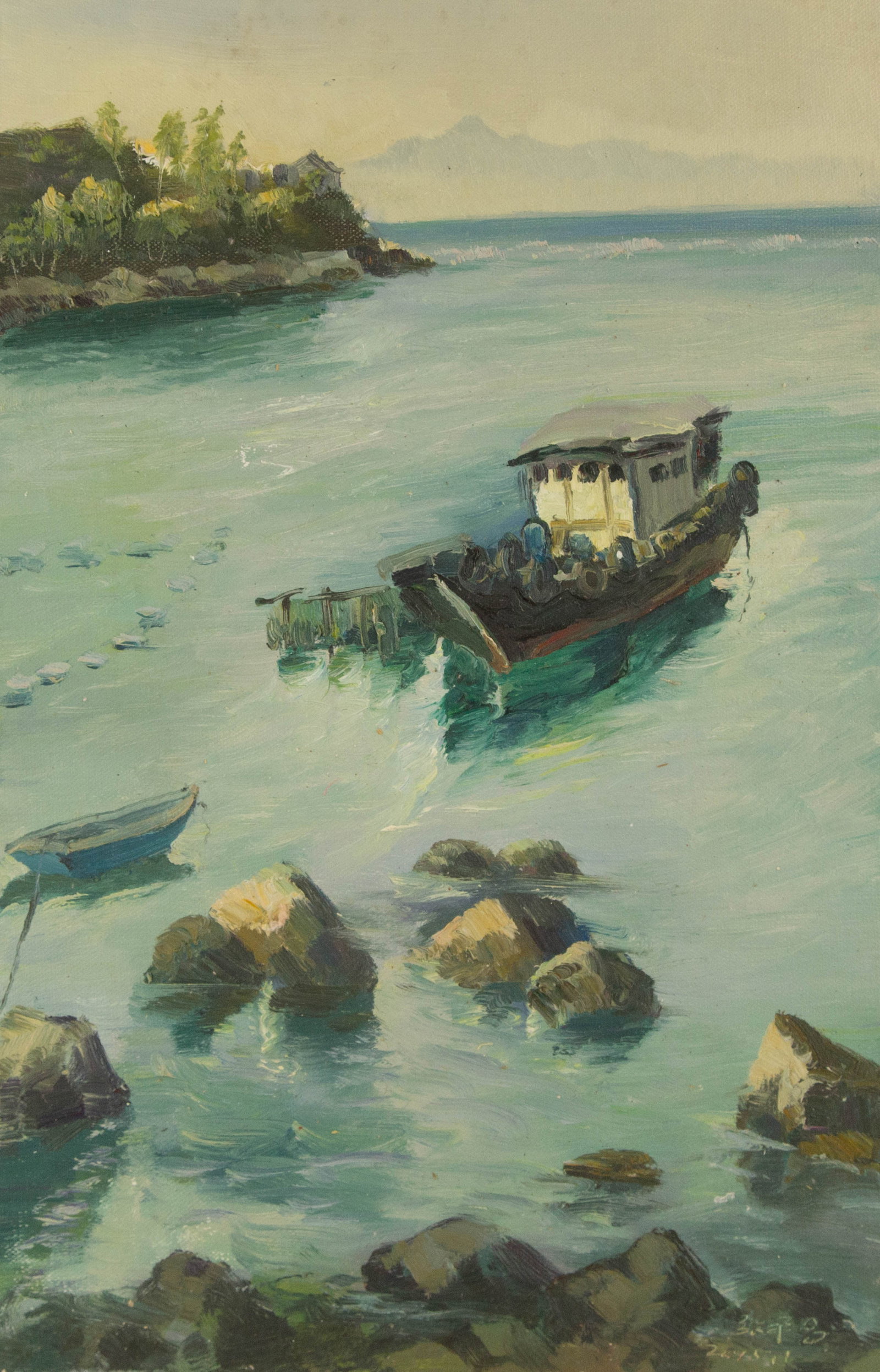 Pingchang Zhang Landscape Original Oil On Canvas "Coming Back": Title: Coming Back Medium: Oil on canvas Size: 23.25 x 15.25 inches Frame: Framing options available! Condition: The painting appears to be in excellent condition. Note: This painting is unstretched,