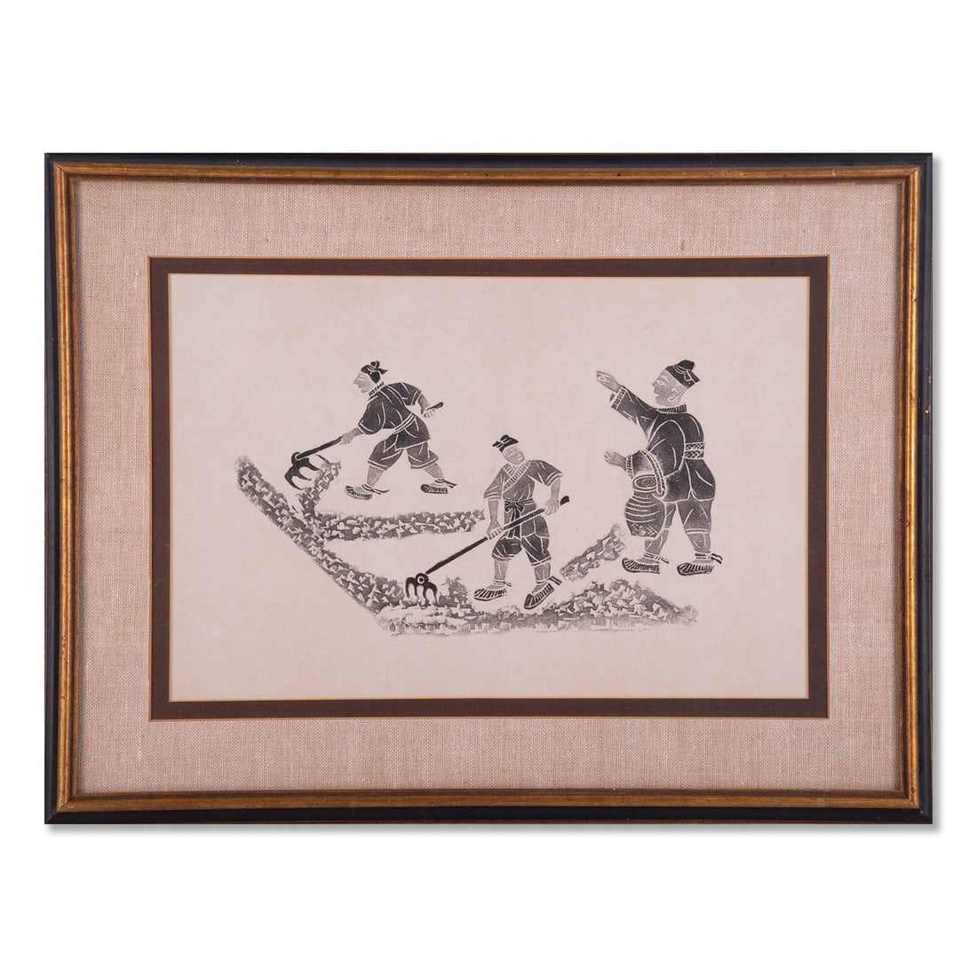 Vintage Chinese Stone Rubbing On Paper "Farming": Title: Farming Medium: Stone Rubbing on paper Style: Impressionist Size: 11" x 16 1/2" Frame Size: 17" x 22 1/2" Age: 1970s Condition: Good overall condition for its age, Signature: Umsigned Great for