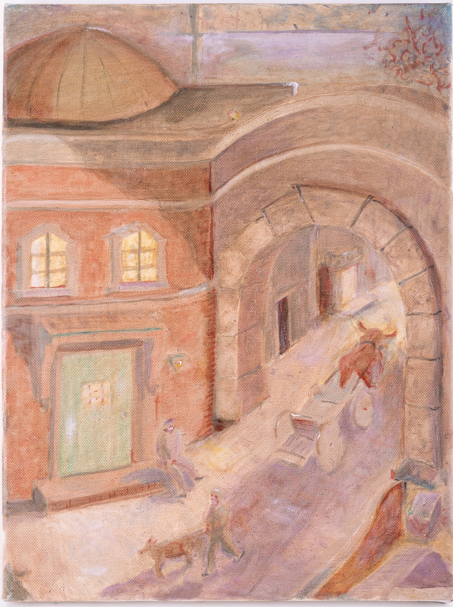 Contemporary Modernist Oil On Canvas "Street Scene": Title: Street Scene Medium: Oil On Canvas Size: 16 x 12 inches Age: Contemporary Condition: Great overall condition Signature: Unsigned Great for collection or home decoration. Shipping: shipping