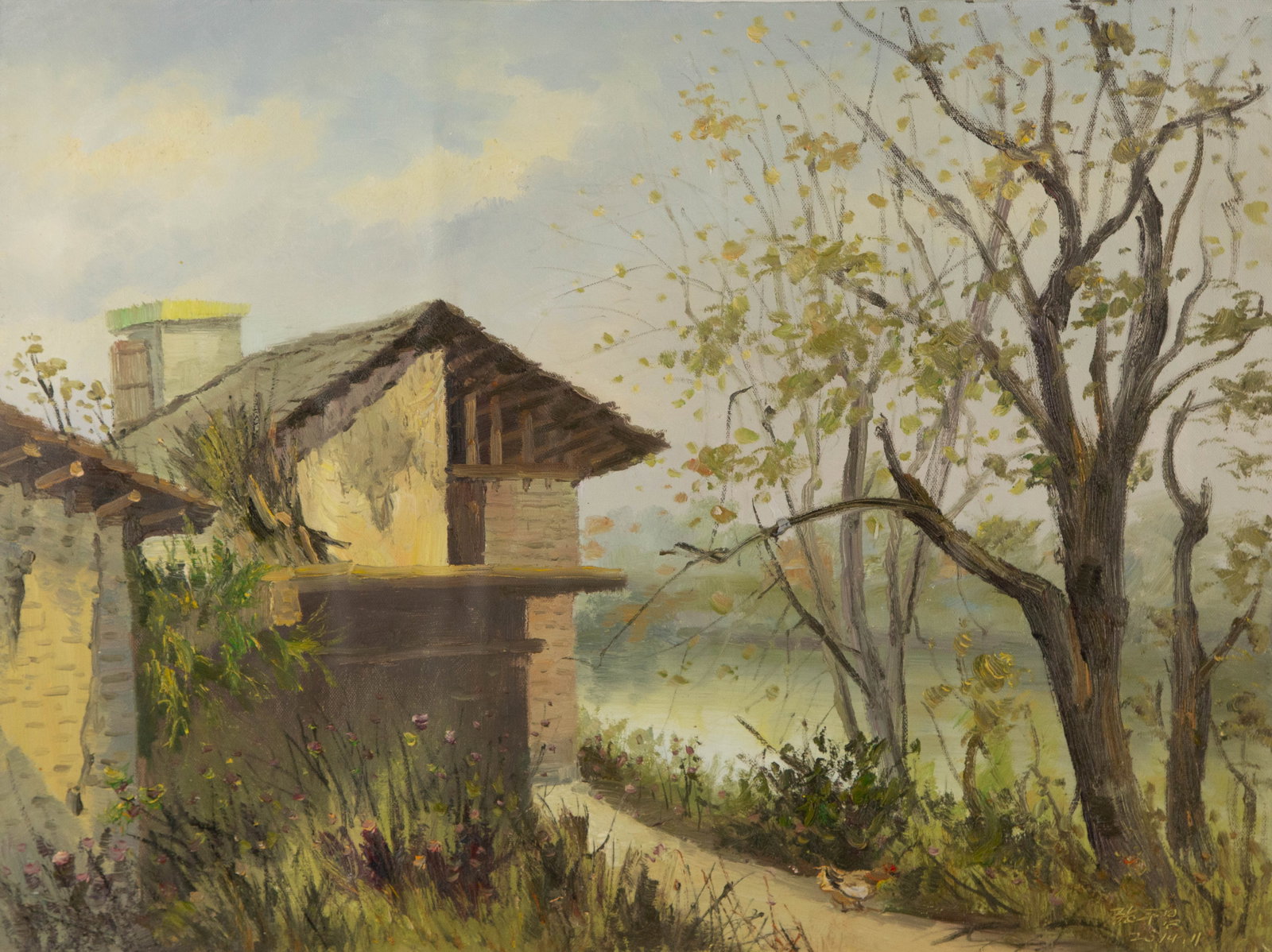 Pingchang Zhang Landscape Original Oil On Canvas "Country Side Series I": Title: Country Side Series I Medium: Oil on canvas Size: 23.25 x 31.25 inches Frame: Framing options available! Condition: The painting appears to be in excellent condition. Note: This painting is uns